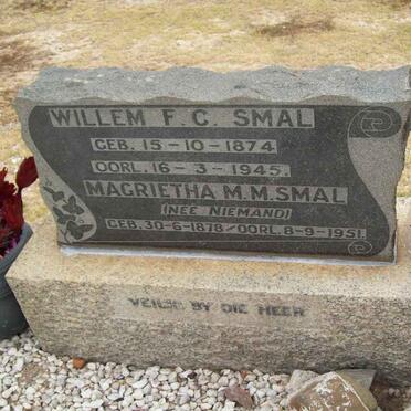 SMAL Willem F.C. 1874-1945 &amp; Magrietha M.M. NIEMAND 1878-1951