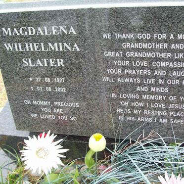 SLATER Magdalena Wilhelmina 1927-2002