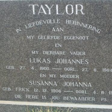 TAYLOR Lukas Johannes 1900-1964 &amp; Susanna Johanna 1906-1981
