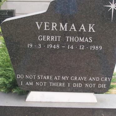 VERMAAK Gerrit Thomas 1948-1989