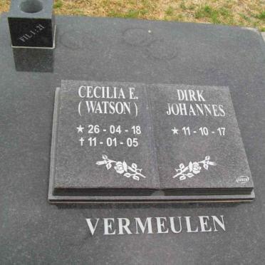 VERMEULEN Dirk Johannes 1917- &amp; Cecilia E. WATSON 1918-2005