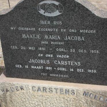 CARSTENS Jacobus 1891-1959 &amp; Maatje Maria Jacoba BURGER 1891-1958