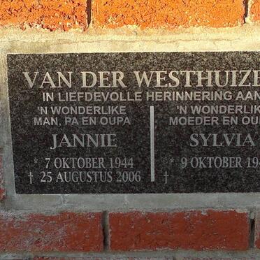 WESTHUIZEN Jannie, van der 1944-2006 &amp; Sylvia 1946-