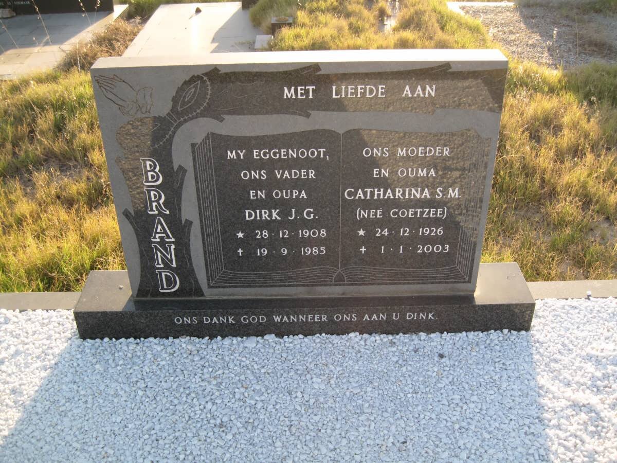BRAND Dirk J.G. 1908-1985 &amp; Catharina S.M. COETZEE 1926-2003