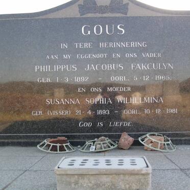 GOUS Philippus Jacobus Fakculyn 1892-1965 &amp; Susanna Sophia Wilhelmina VISSER 1893-1981