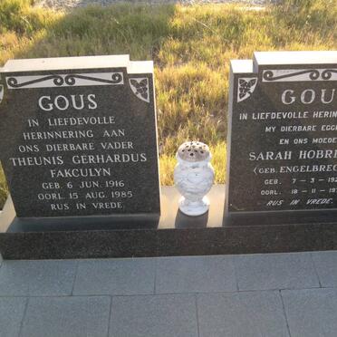 GOUS Theunis Gerhardus Falculyn 1916-1985 &amp; Sarah Hobrecht ENGELBRECHT 1920-1975