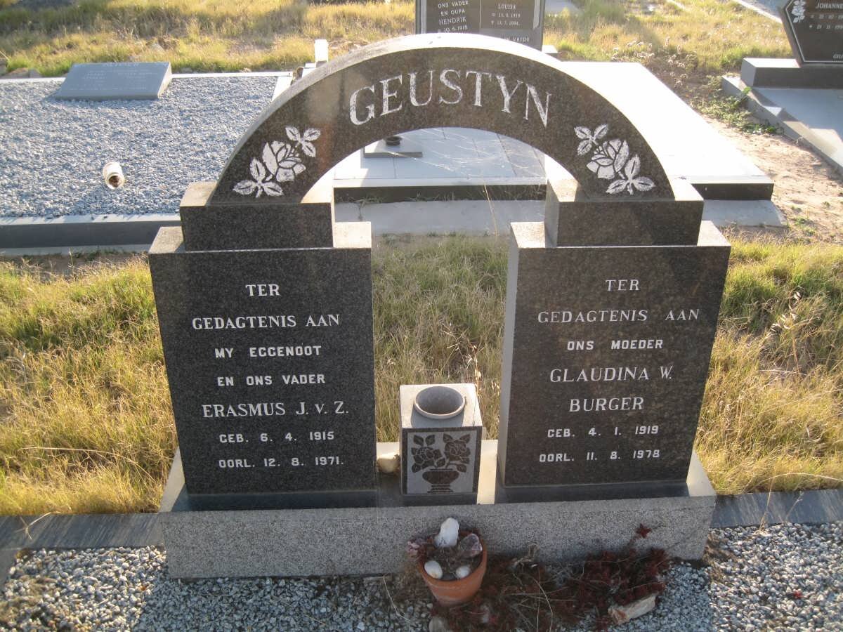 GEUSTYN Erasmus J. v. Z. 1915-1971 &amp; Glaudina W. BURGER 1919-1978