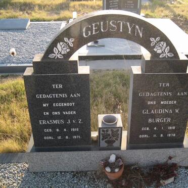GEUSTYN Erasmus J. v. Z. 1915-1971 &amp; Glaudina W. BURGER 1919-1978