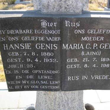 GENIS Hansie 1880-1952 &amp; Maria C.P. LAING 1890-1967