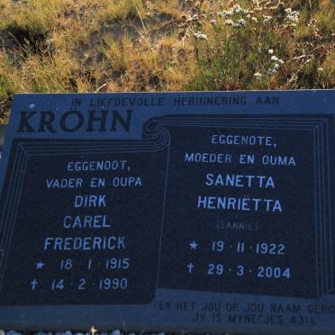 KROHN Dirk Carel Frederick 1915-1990 &amp; Sanetta Henrietta  1922-2004