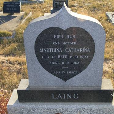 LAING Marthina Catharina nee DE BEER 1902-1963