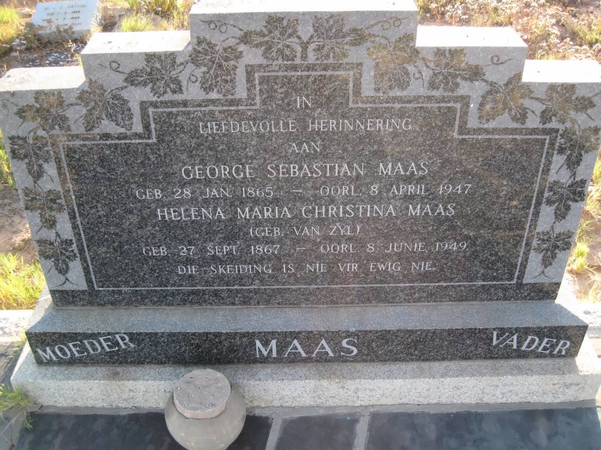 MAAS George Sebastian 1865-1947 &amp; Helena Maria Christina VAN ZYL 1867-1949