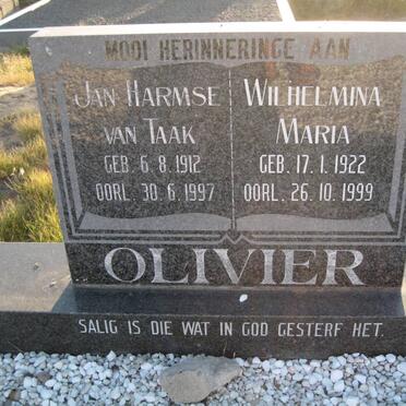 OLIVIER Jan Harmse van Taak 1912-1997 &amp; Wilhelmina Maria 1922-1999