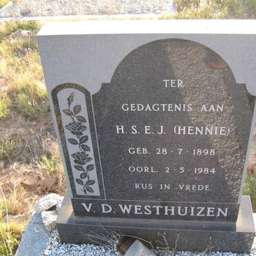 WESTHUIZEN H.S.E.J., v.d. 1898-1984