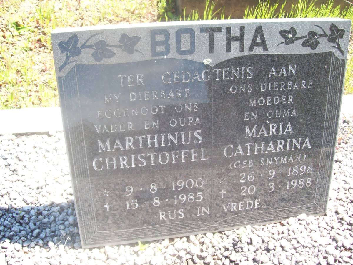 BOTHA Marthinus Christoffel 1900-1985 &amp; Maria Catharina SNYMAN 1898-1988