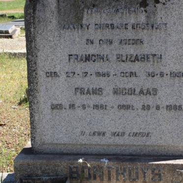 BONTHUYS Frans Nicolaas 1881-1965 &amp; Francina Elizabeth 1888-1958