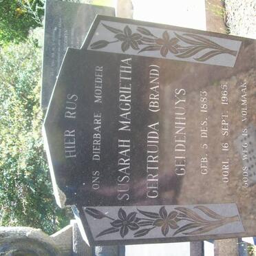 GELDENHUYS Susarah Magrietha Gertruida nee BRAND 1883-1965