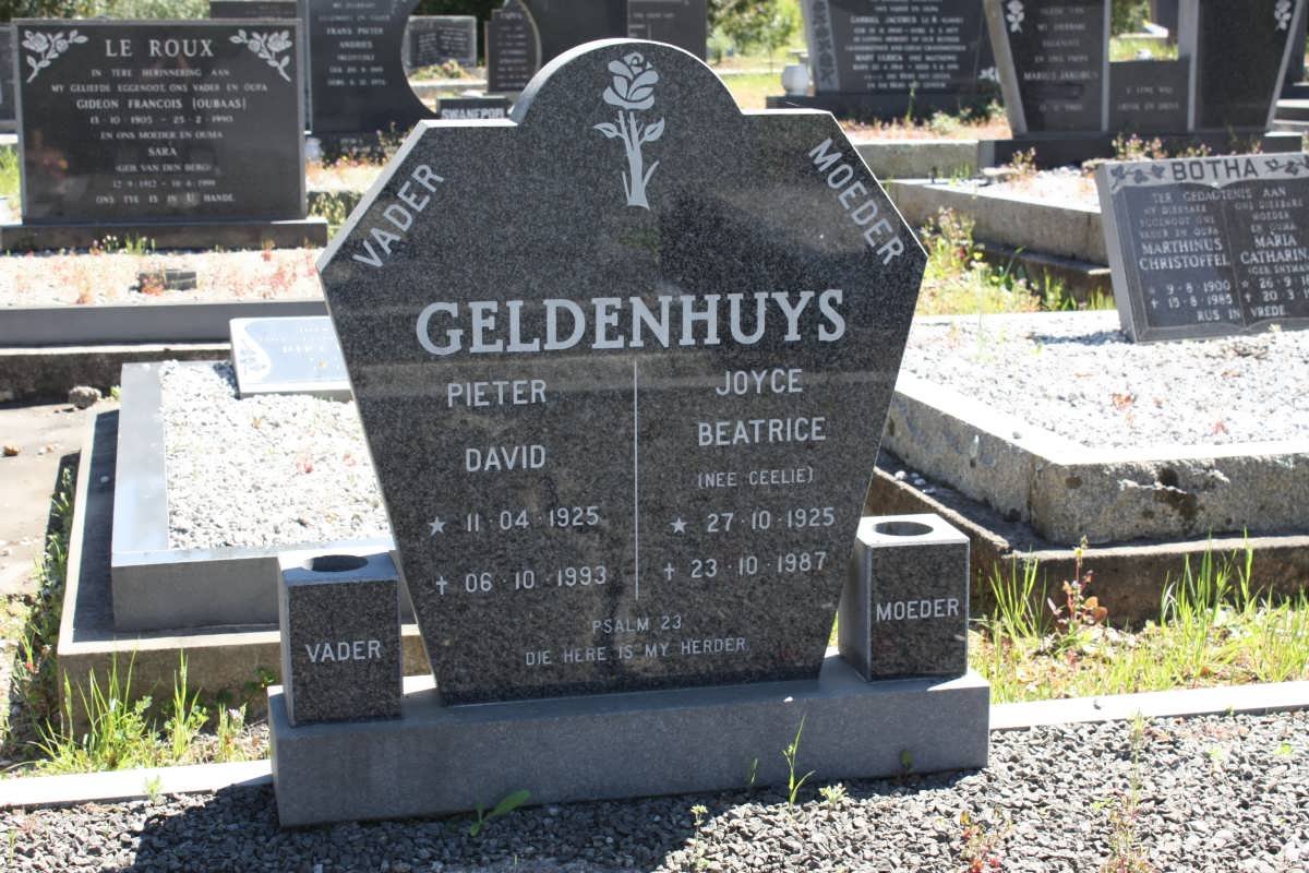 GELDENHUYS Pieter David 1925-1993 &amp; Joyce Beatrice CEELIE 1925-1987