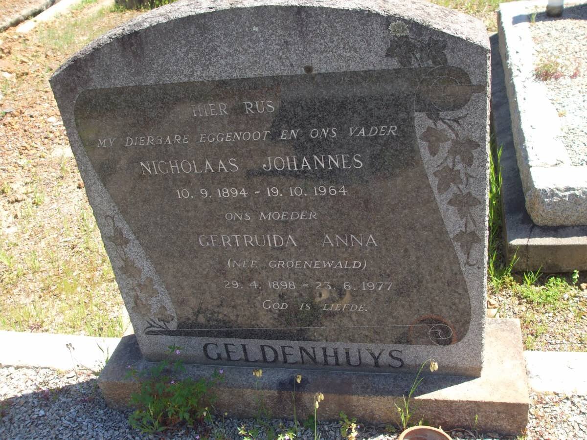 GELDENHUYS Nicholaas Johannes 1894-1964 :: GROENEWALD  Gertruida Anna 1898-1977