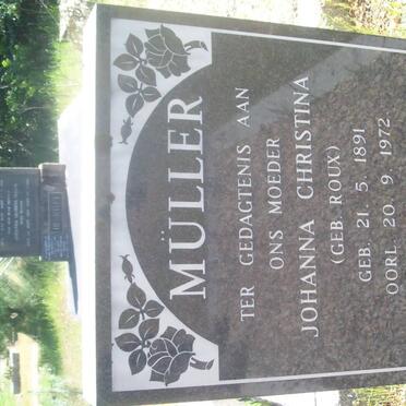 MÜLLER Johanna Christina nee ROUX 1891-1972