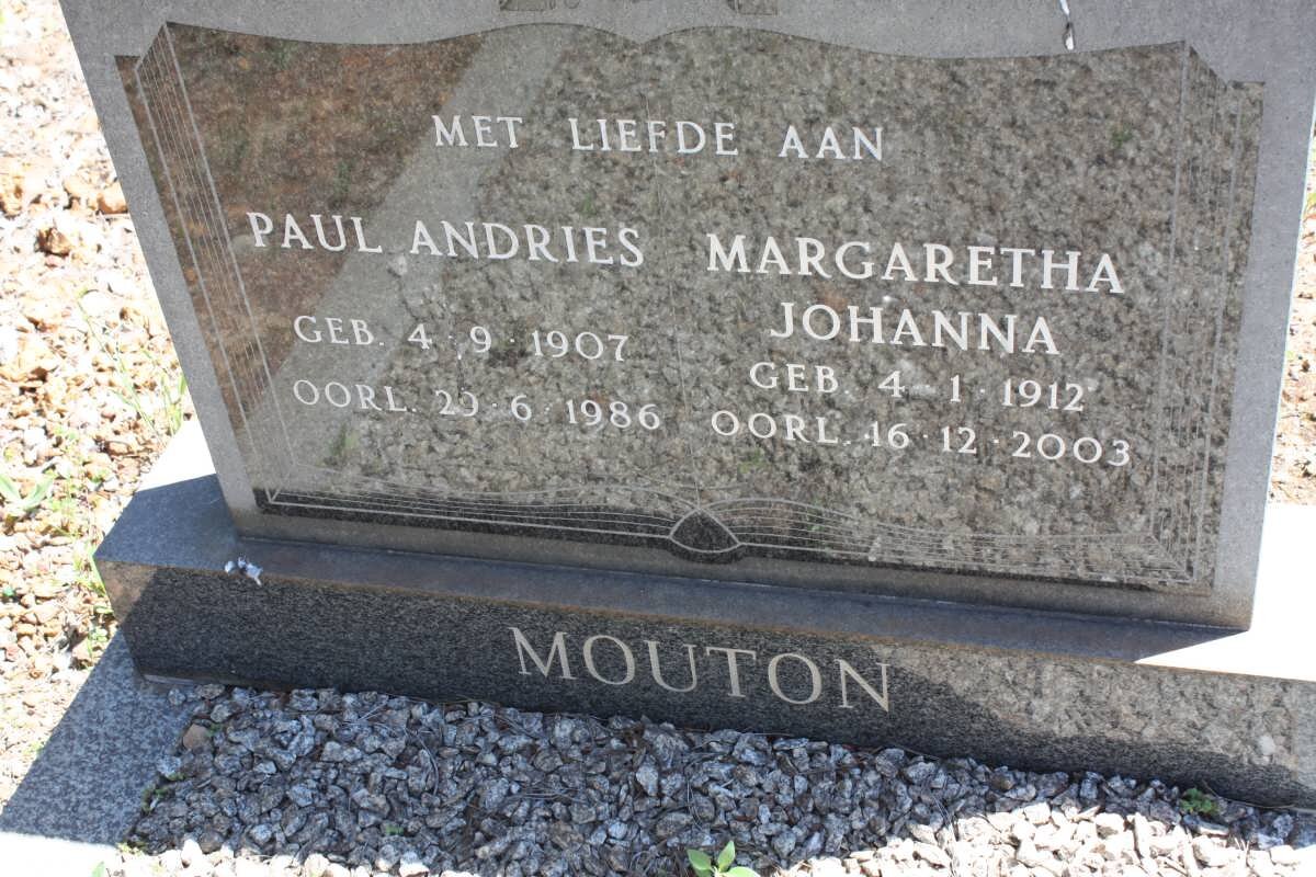 MOUTON Paul Andries 1907-1986 &amp; Margaretha Johanna 1912-2003