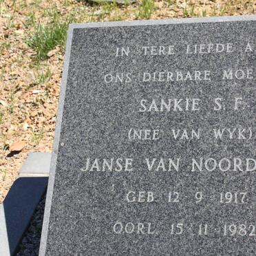 NOORDWYK Sankie S.F, Janse van nee VAN WYK 1917-1982