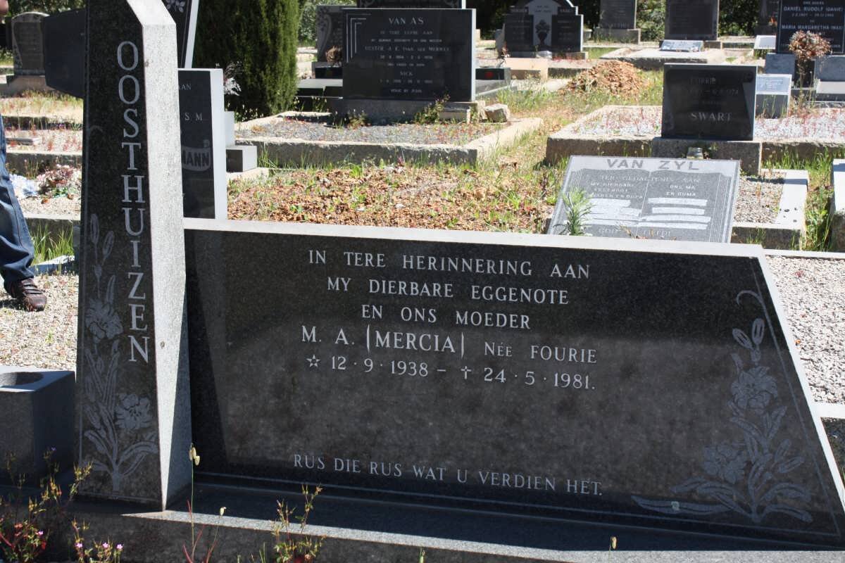 OOSTHUIZEN M.A. nee FOURIE 1938-1981