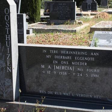 OOSTHUIZEN M.A. nee FOURIE 1938-1981