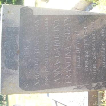 STEYN Anna Carolina Francina nee DE WET 1891-1951