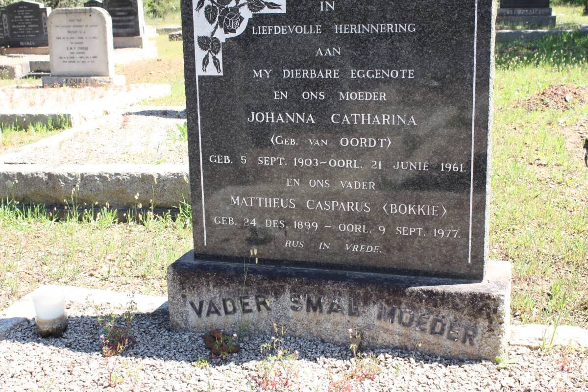 SMAL Mattheus Casparus 1899-1977 &amp; Johanna Catharina VAN OORDT 1903-1961