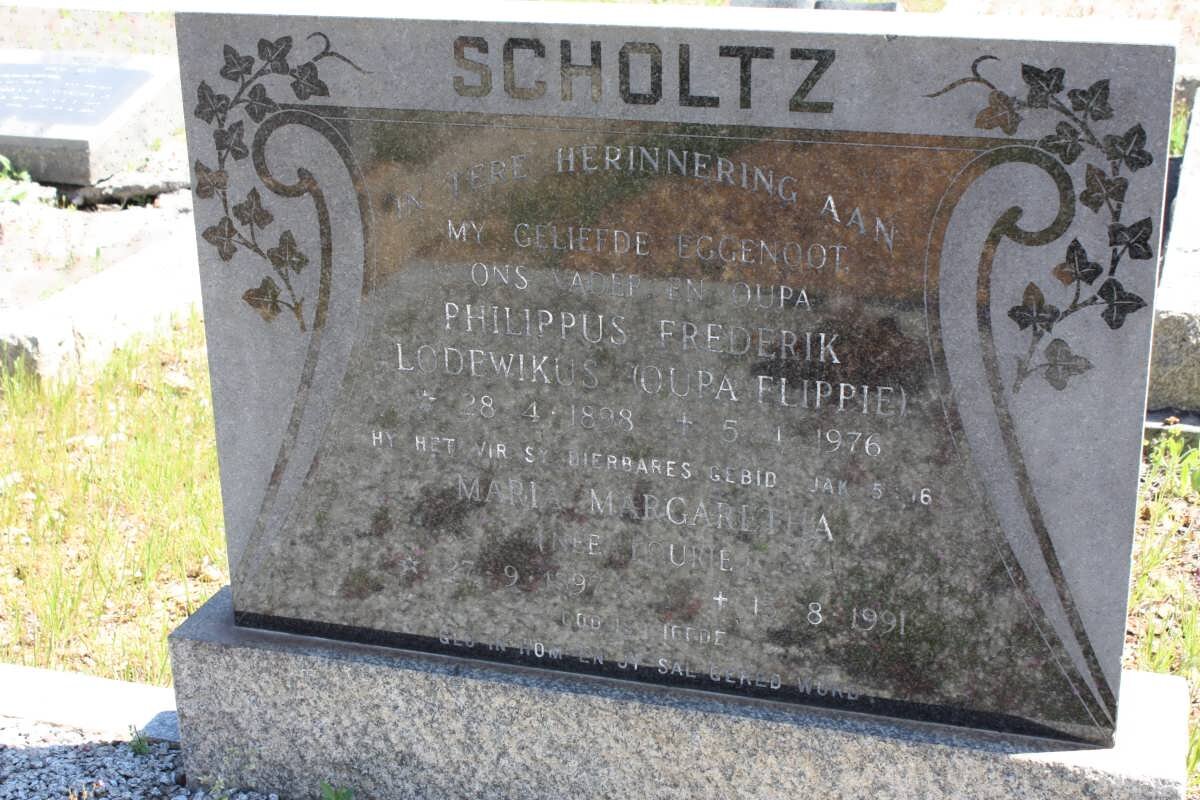 SCHOLTZ Philippus Frederik Lodewikus 1898-1976 &amp; Maria Margaretha FOURIE 189?-1991