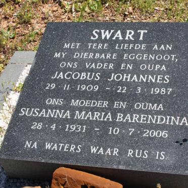 SWART Jacobus Johannes 1909-1987 &amp; Susanna Maria Barendina 1931-2006