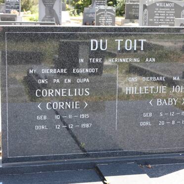 TOIT Cornelius, du 1915-1987 &amp; Hilletjie Johanna 1914-1994