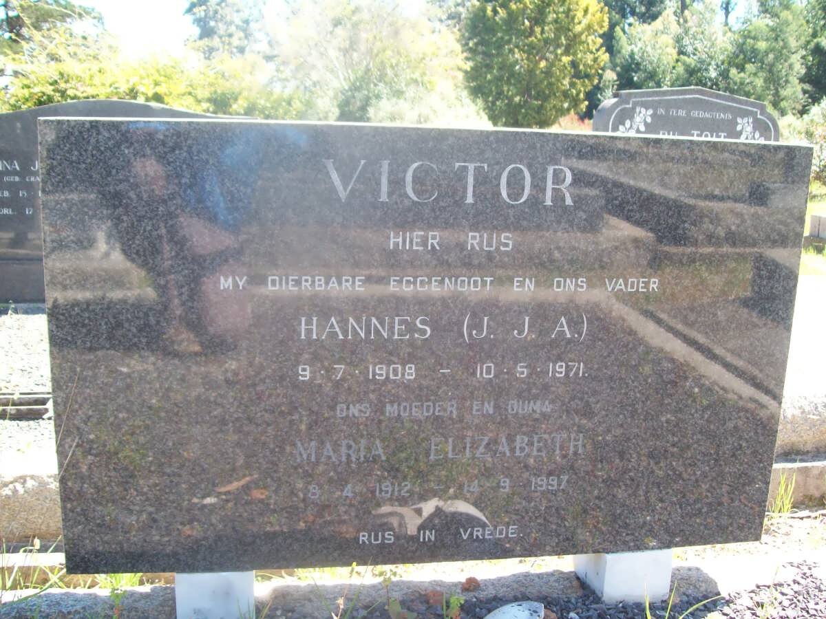 VICTOR J.J.A. 1908-1971 &amp; Maria Elizabeth 1912-1997