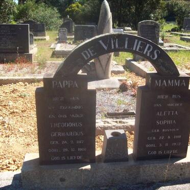 VILLIERS Theodorus Gerhardus, de 1917-1969 &amp; Aletta Sophia ROSSOUW 1918-1972