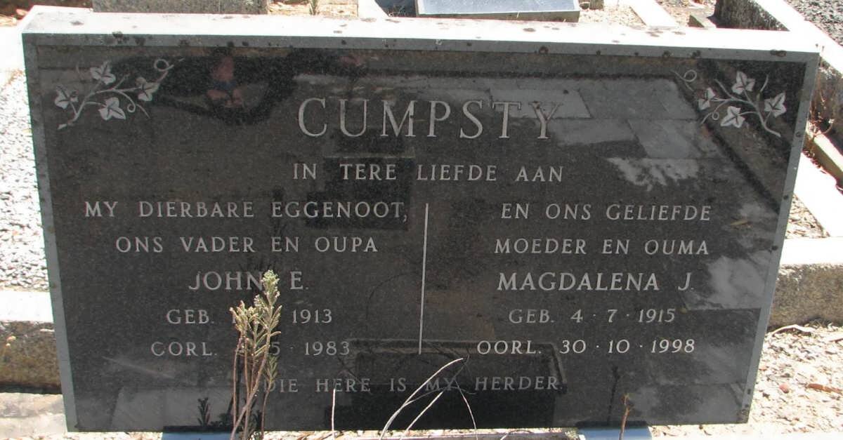 CUMPSTY John E. 1913-1983 &amp; Magdalena J. 1915-1998