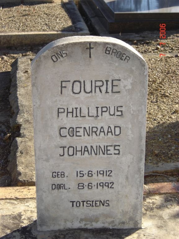 FOURIE Phillipus Coenraad Johannes 1912-1992