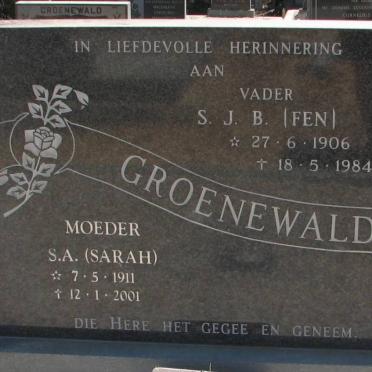 GROENEWALD S.J.B. 1906-1984 &amp; S.A. 1911-2001