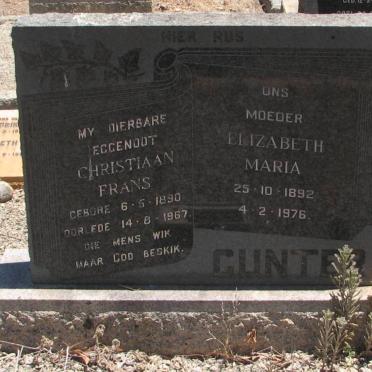 GUNTER Christiaan Frans 1890-1967 &amp; Elizabeth Maria 1892-1976