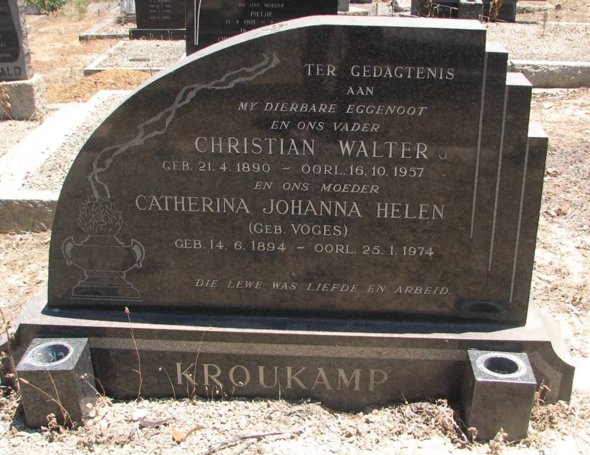 KROUKAMP Christian Walter 1890-1957 &amp; Catherina Johanna Helen VOGES 1894-1974