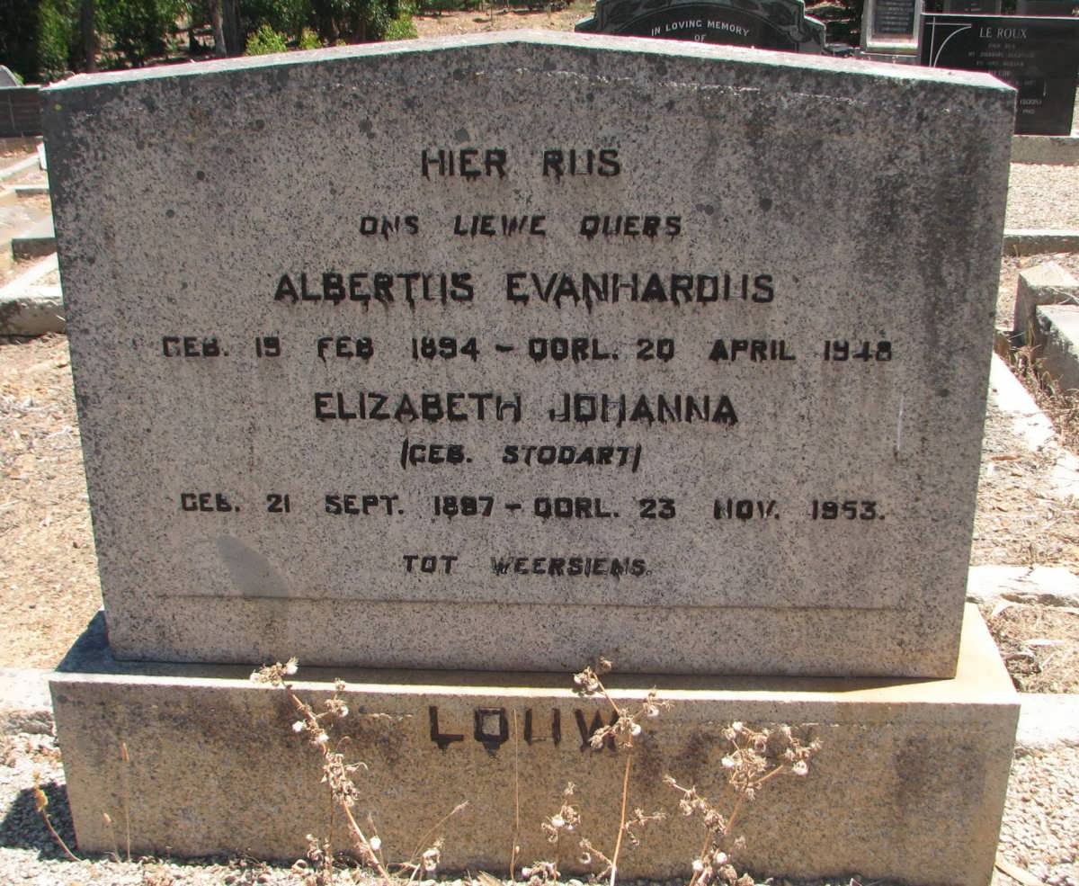 LOUW Albertus Evanhardus 1894-1948 &amp; Elizabeth Johanna STODART 1897-1953