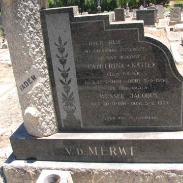 MERWE Wessel Jacobus, v.d. 1891-1977 &amp; Catherina FICK 1894-1956