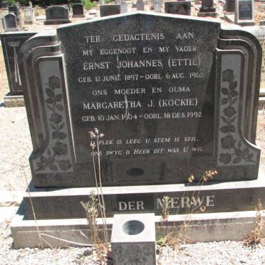 MERWE Ernst Johannes, van der 1897-1962 &amp; Margaretha J. 1904-1992