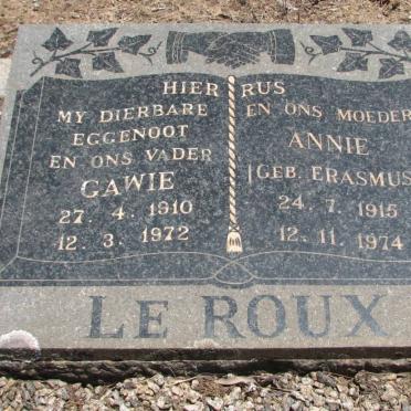 ROUX Gawie, le 1910-1972 &amp; Annie ERASMUS 1915-1974