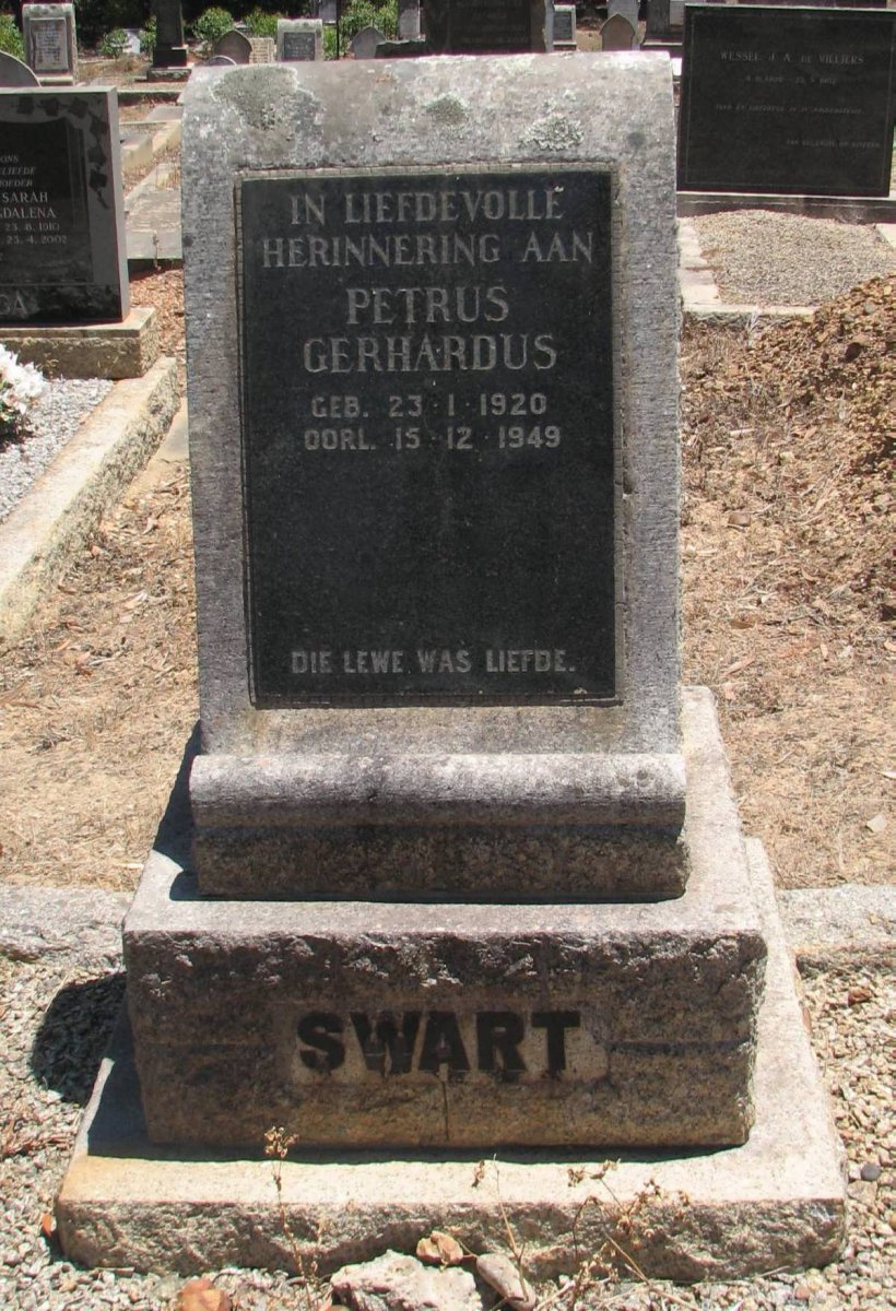 SWART Petrus Gerhardus 1920-1949