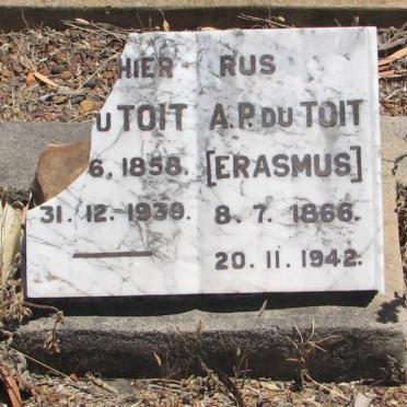 TOIT Floris Johannes, du 1858-1930 &amp; Anna Petronella ERASMUS 1866-1942
