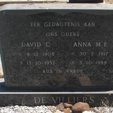 VILLIERS David C., de 1908-1952 &amp; Anna M.E. 1917-1988