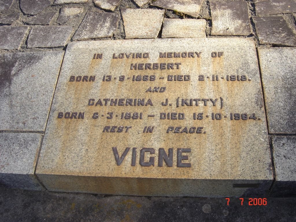 VIGNE Herbert 1869-1918 &amp; Catherina J. 1881-1964