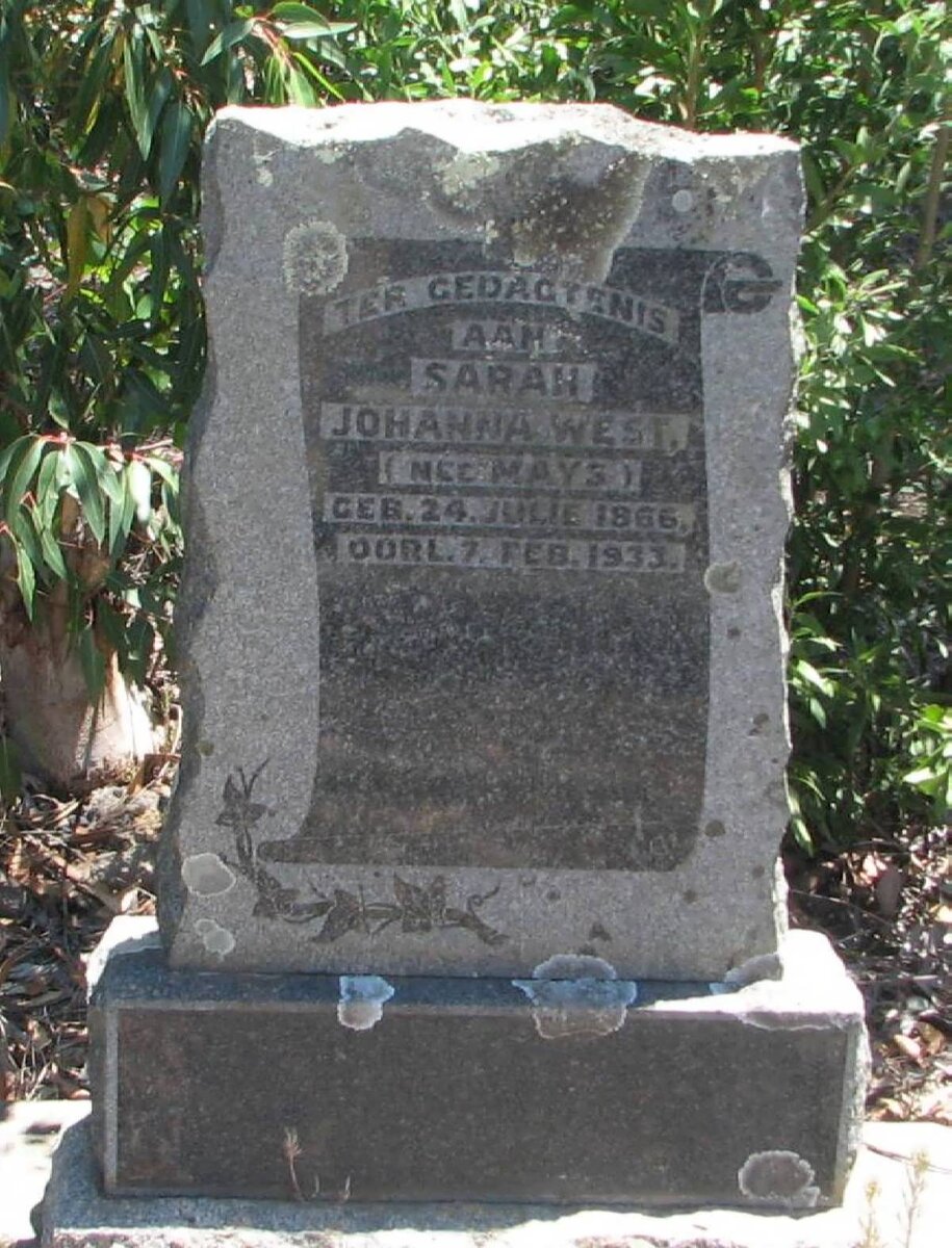 WEST Sarah Johanna nee MAYS 1866-1933