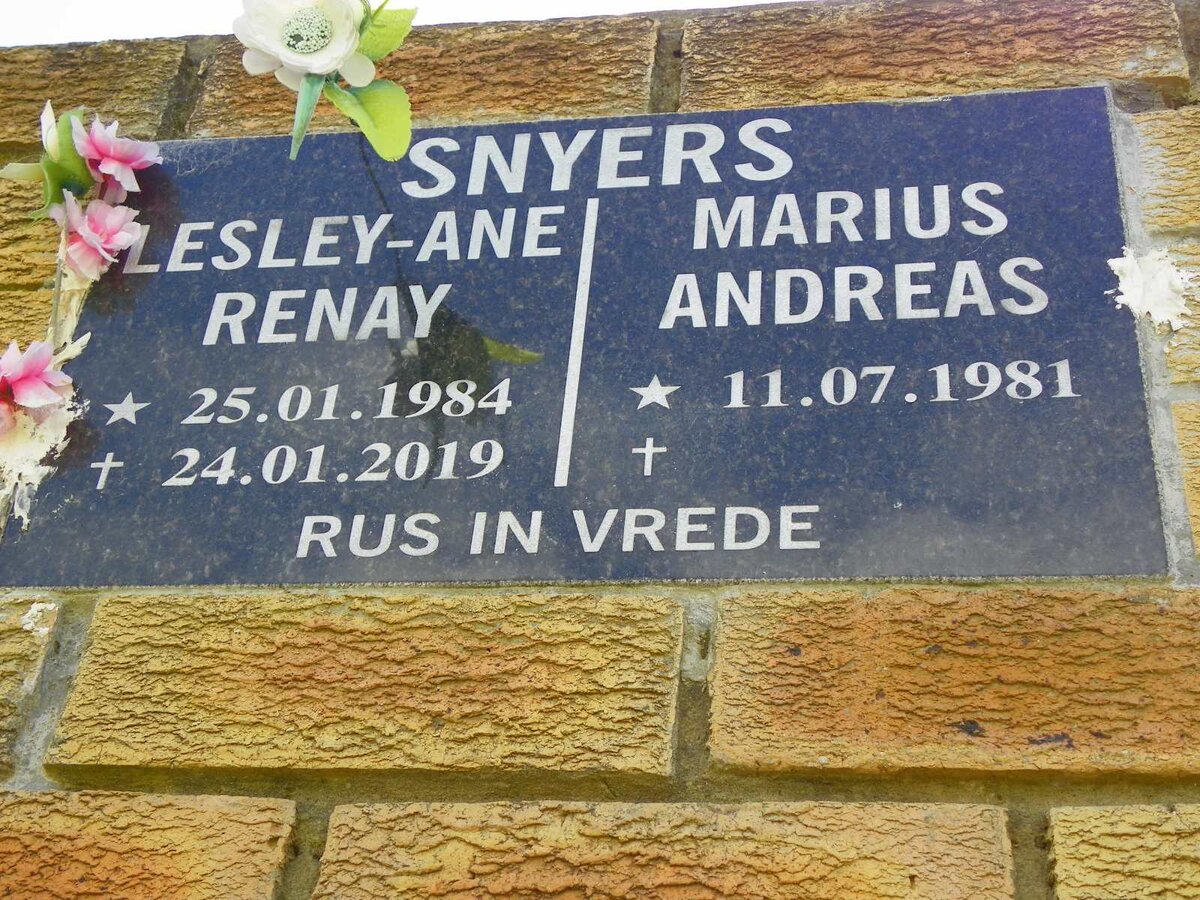 SNYERS Marius Andreas 1981- &amp; Lesley-Ane Renay 1984-2019